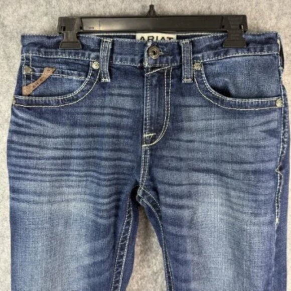 Ariat Jeans Mens 31X30 Blue Denali M7 Straight Leg Slim Fit Western Workwear - Picture 2 of 14